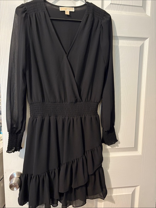 Michael Kors Dresses & Skirts - Michael Kors Black Long Sleeve Wrap Ruffle Dress